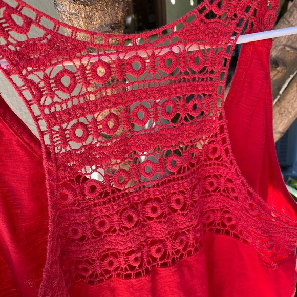 Women's Lucky Brand Red Racer Back Crochet Back Tank Top Size X-Large - Picture 3 of 7
